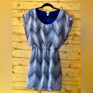 L8teR Navy & White Chevron Mini Dress XL